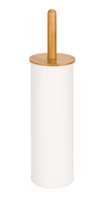 Четка за тоалетна с бамбукова дръжка, бял цвят