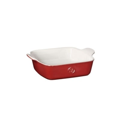 Правоъгълна форма за печене 20 x 23 см SQUARE DISH, цвят бяло и червено, EMILE HENRY Франция