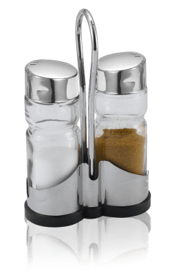 Комплект за сол и пипер с метална поставка ХРОМ CLASSIC LINE