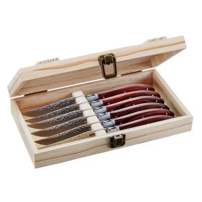 Луксозен комплект ножове за стек в дървена кутия RANCHO, GEFU Германия