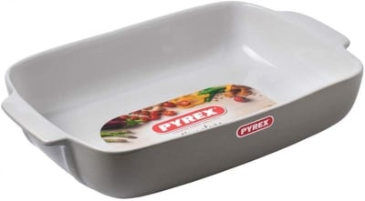 Керамична правоъгълна тава за печене 35 x 25 см SIGNATURE, цвят сиво бял, PYREX Франция