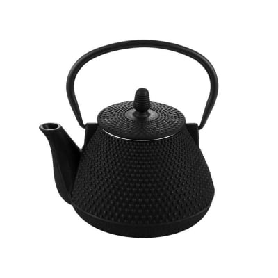 Чугунен чайник с цедка 1000 мл, черен цвят, Luigi Ferrero