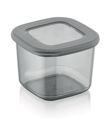Квадратна кутия за съхранение 500 мл със силиконов капак, цвят антрацит, HOME