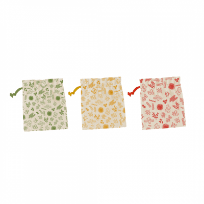 Комплект от 3 броя многократни памучни торбички за пазаруване - размер М, PEBBLY Франция