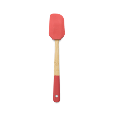 Бамбукова силиконова шпатула 28 см, червен цвят, PEBBLY Франция