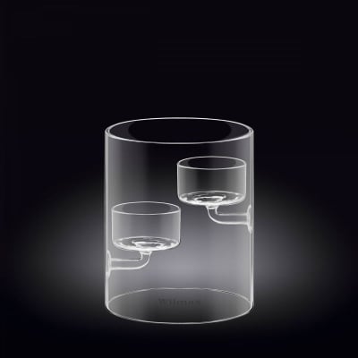 Стъклен свещник 12 см за 2 броя свещи, WILMAX Англия