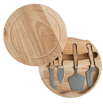 Компект ножове за сирена 4 броя в дървена отваряема дъска