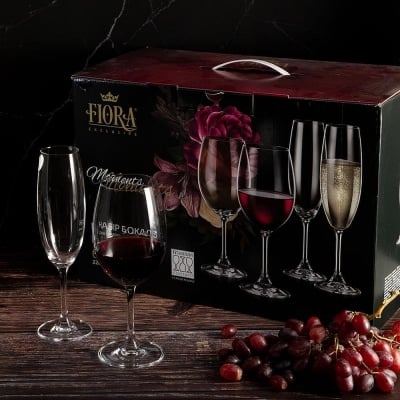 Комплект чаши за вино и шампанско FIORA MOMENTS, 12 части, FIORA Чехия