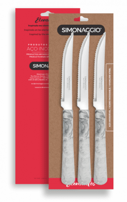 Нож за стек ELEMENTOS-MARBLE, 3 броя в блистер, Simonaggio Бразилия