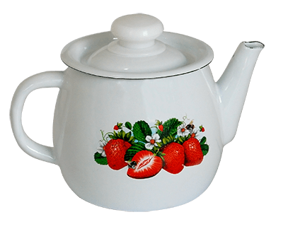 Руски емайлиран чайник 1 литър, КЛУБНИКА