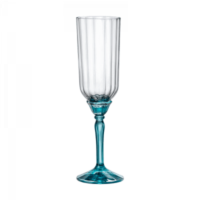 Чаши за шампанско 210 мл със синьо столче FLORIAN BLUE, 6 броя, Bormioli Rocco Италия