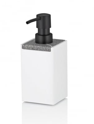 Диспенсър за течен сапун 350 мл в бял цвят с елемент във вид на камък CUBE, KELA Германия