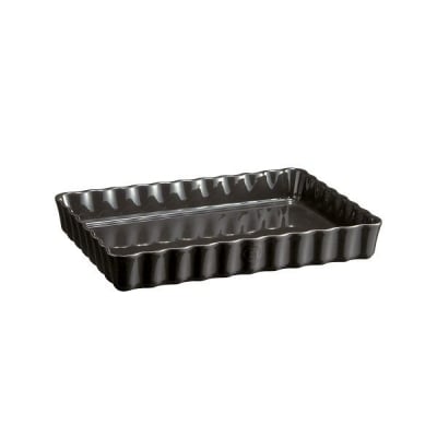 Керамична правоъгълна форма за тарт 33.5 x 24 см, черен цвят, DEEP RECTANGULAR TART DISH, EMILE HENRY Франция