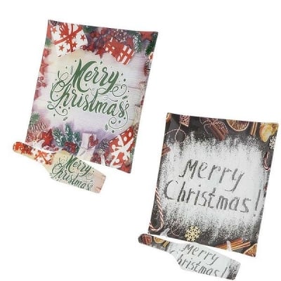 Стъклено коледно плато с лопатка за сервиране, 30 x 30 см