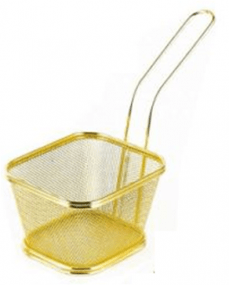 Метална кошничка за сервиране на картофки GOLD 13 x 11 x 8 см