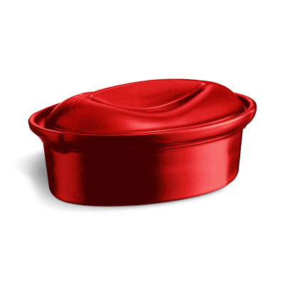 Овална форма за печене с капак 1.6 литра OVALE TERRINE, червен цвят, EMILE HENRY Франция