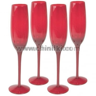 Гастро червени чаши за шампанско 220 мл - 6 броя, Bohemia Crystalite