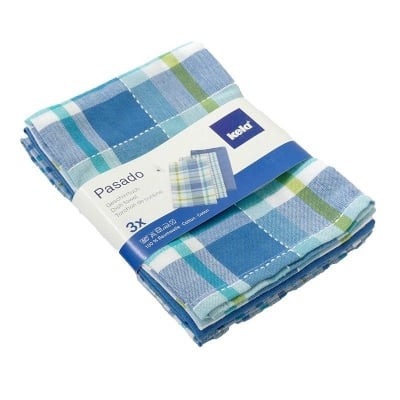 Комплект от 3 броя домакински кърпи за съдове 65 x 45 см PASADO, син цвят, KELA Германия