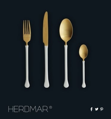 HERDMAR Комплект прибори за хранене KIEV, 24 части - златно PVD покритие, с бяла дръжка
