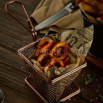 Медна кошничка за сервиране на картофки 10 x 7.2 см