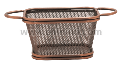Правоъгълна кошничка за сервиране на картофки от ковано желязо 6.5 x 9 x 10 см