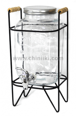 Стъклен диспенсър за вода 4 литра с метална стойка
