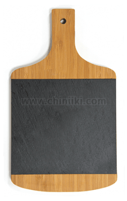 Правоъгълна бамбукова дъска за презентация с дръжка и каменна плоча 40 x 23.3 x 1.9 см