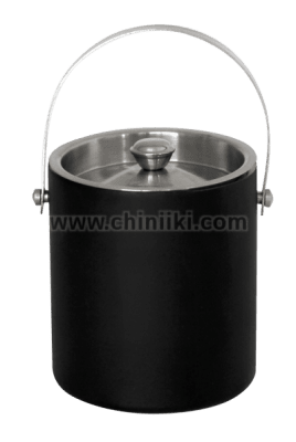 Двустенен метален съд за лед 1 литър, черен цвят