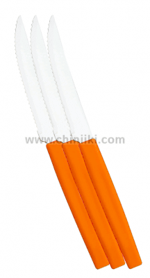 Нож за стек с пластмасова дръжка 3 броя, оранжев цвят, BELIZE, Simonaggio Бразилия