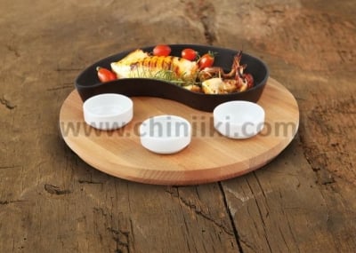 Чугунена емайлирана купа с  дървена подложка, LAVA Турция