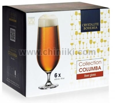 Чаши за бира 470 мл - 6 броя COLUMBA, Bohemia Crystalite