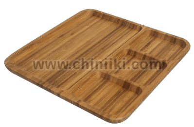 Бамбукова табла за сервиране с 4 отделения 18 x 28 x 1.6 см