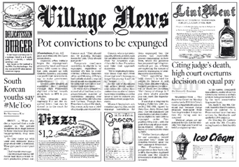 Хартиена подложка за маса 39.5 x 28.5 см, Village news, 250 листа, бял/черен цвят