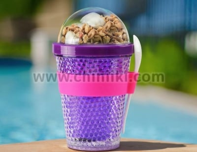 Двустенна охлаждаща чаша с прибор CHILL YO 2 GO, лилав цвят, ASOBU Канада