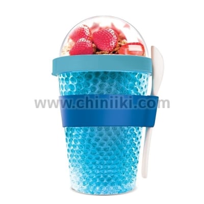 Двустенна охлаждаща чаша с прибор CHILL YO 2 GO, син цвят, ASOBU Канада