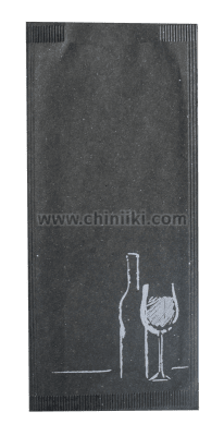 Хартиен джоб за прибори и салфетка Black Wine 11 x 25 см, 125 броя