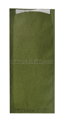 Хартиен джоб за прибори и салфетка, цвят зелен 11 x 25 см, 125 броя