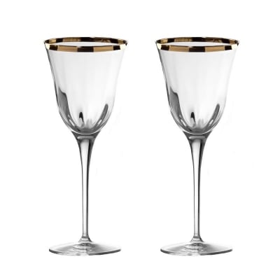 Кристални чаши за вино 300 мл JULIA OPTIC GOLD RIM, 2 броя, LA REINE Италия