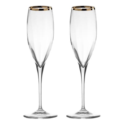 Кристални чаши за шампанско 260 мл MONALISA OPTIC GOLD RIM, 2 броя, LA REINE Италия