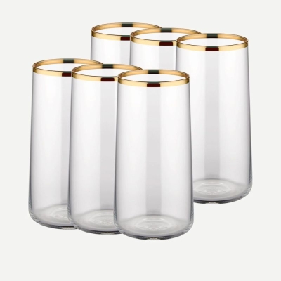 Стъклени чаши за вода 520 мл, 6 броя, Avantgarde Gold Rim