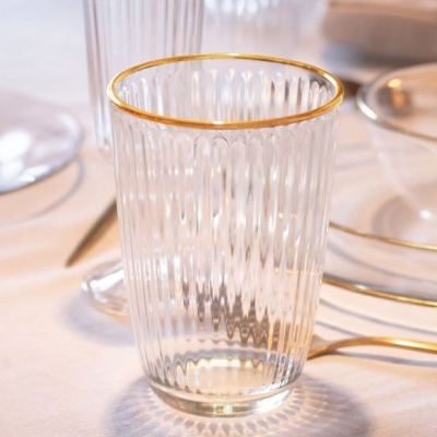Стъклени чаши за вода 400 мл, 6 броя, Splendid Gold Rim