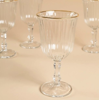 Стъклени чаши за вино 240 мл, 6 броя, Splendid Gold Rim
