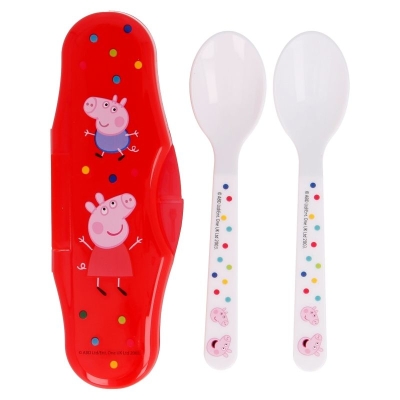 Детски прибори за хранене 2 части с кутийка за съхранение PEPPA PIG, пластмаса