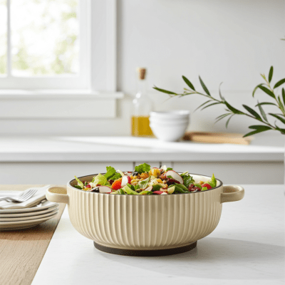 Керамична купа с дръжки 19.4 см -  1100 мл - Nordic BEIGE