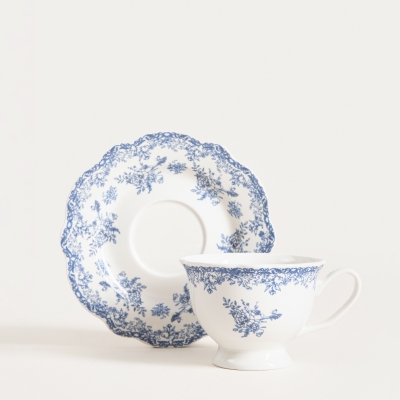 Порцеланова чаша за кафе или чай 200 мл с чинийка LOURRY, зелена, HOMLA Полша