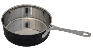 МИНИ съд за сервиране 12 см с дръжка, черно релефно покритие