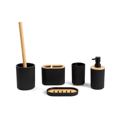 Комплект за баня 5 части LORETO - черен цвят, HOMLA Полша