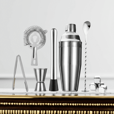 Сет за коктейл 10 части с шейкър 700 мл - SILVER