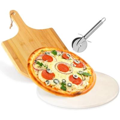 Сет за пица 3 части - камък, нож и дъска за сервиране, VL Полша