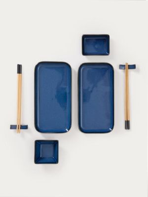 Комплект за суши за 2 човека - 8 части OKINAWA, тъмно син цвят, HOMLA Полша